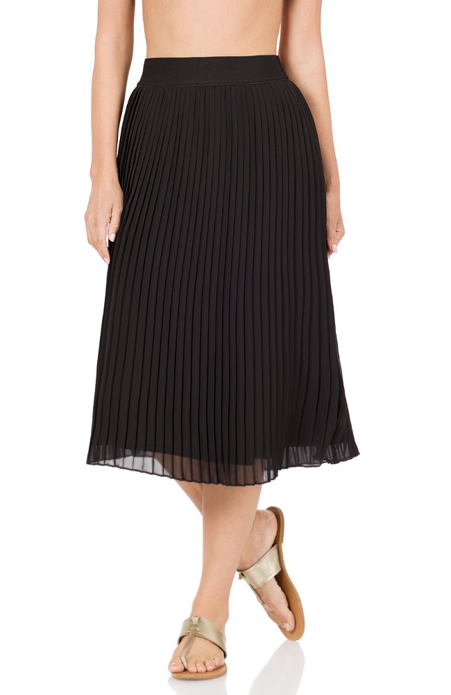 Chiffon Pleated Midi Skirt