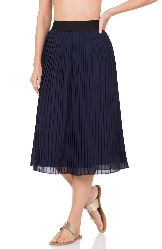 Chiffon Pleated Midi Skirt