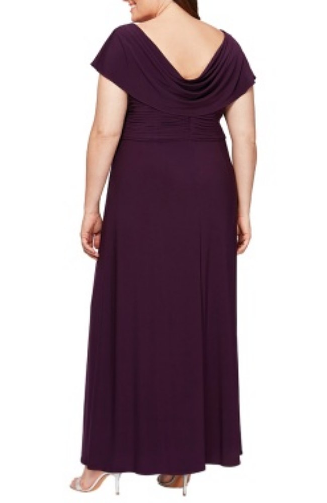 Matte Jersey Pleated Embellished Side Detail Long Gown