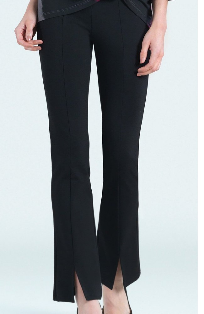 Black Ponte Kick Front Slit Pant