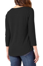 3/4 Sleeve Solid Boatneck Knit Top
