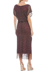 Fringe Hem Crochet Blouson Long Dress