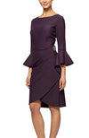 Sheath Compression Cocktail Dress with Bell Sleeves