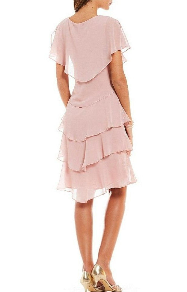 Georgette Tiered Capelet Dress