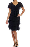 Georgette Tiered Capelet Dress