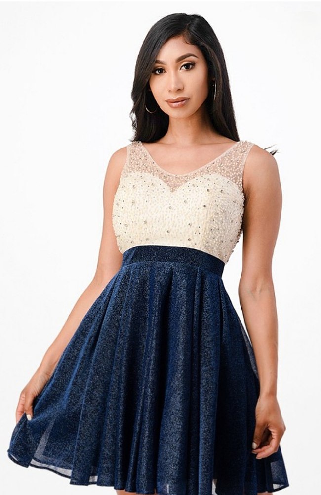 Sparkling Jacquard A-line Short Dress