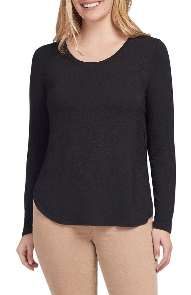 Crew Neck Top with Button Back Detail