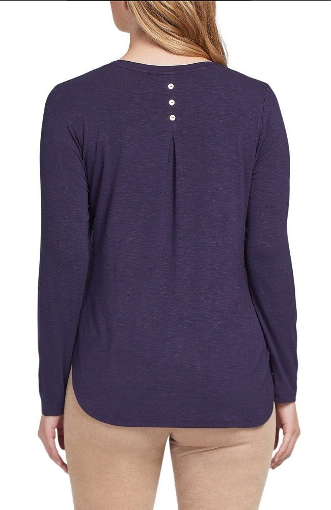 Crew Neck Top with Button Back Detail