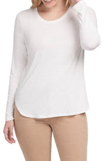 Crew Neck Top with Button Back Detail