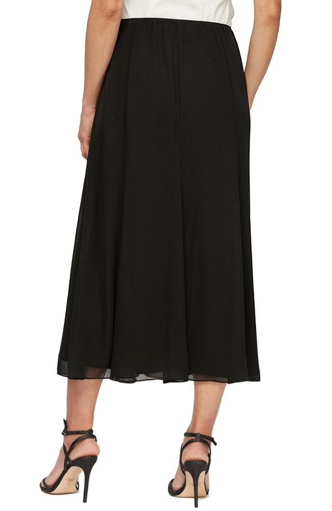 Black Chiffon Tea-Length Skirt