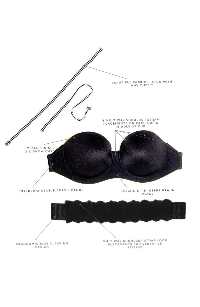 Adjustable Strap Half Cup Bra, Strapless Bra Underwear