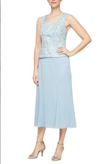 Mock Jacket Dress with Corded Detail and Godet Skirt