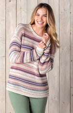 Cotton Blend Boat Neck Sweater