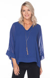 V-Neck Top With Chiffon