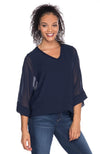 V-Neck Top With Chiffon