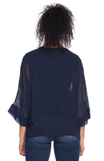 V-Neck Top With Chiffon