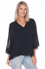 V-Neck Top With Chiffon