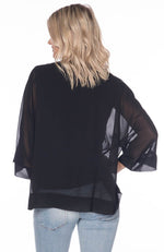 V-Neck Top With Chiffon