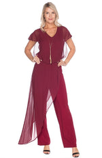 Jumpsuit with Chiffon Overlay