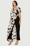 Printed Jumpsuit With Chiffon Overlay