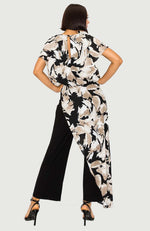 Printed Jumpsuit With Chiffon Overlay