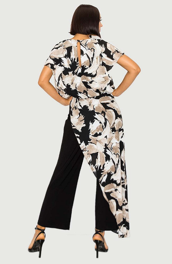 Printed Jumpsuit With Chiffon Overlay