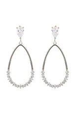 CZ TEARDROP DANGLE PIERCED EARRINGS