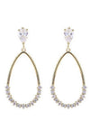 CZ TEARDROP DANGLE PIERCED EARRINGS