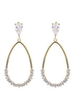 CZ TEARDROP DANGLE PIERCED EARRINGS