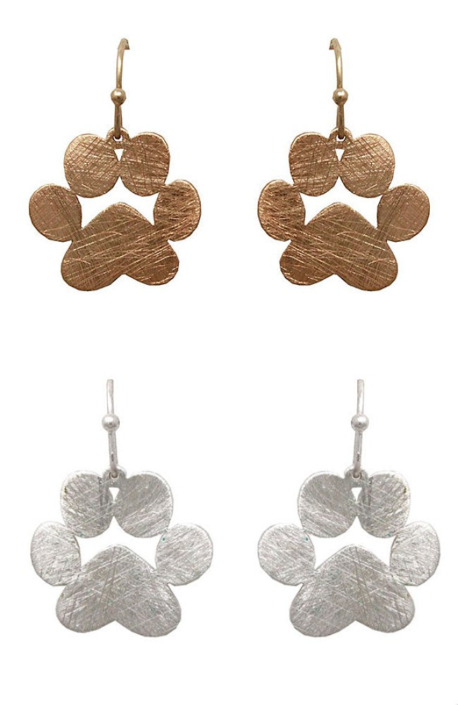 BRASS PAW PRINT PIERCED EARRINGS