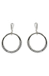 CZ TAPERED TOP CIRCLE DROP PIERCED EARRINGS
