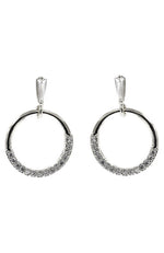 CZ TAPERED TOP CIRCLE DROP PIERCED EARRINGS