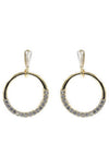 CZ TAPERED TOP CIRCLE DROP PIERCED EARRINGS
