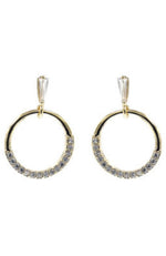 CZ TAPERED TOP CIRCLE DROP PIERCED EARRINGS