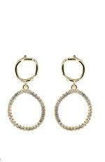 CZ DOUBLE CIRCLE PIERCED EARRINGS