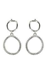 CZ DOUBLE CIRCLE PIERCED EARRINGS