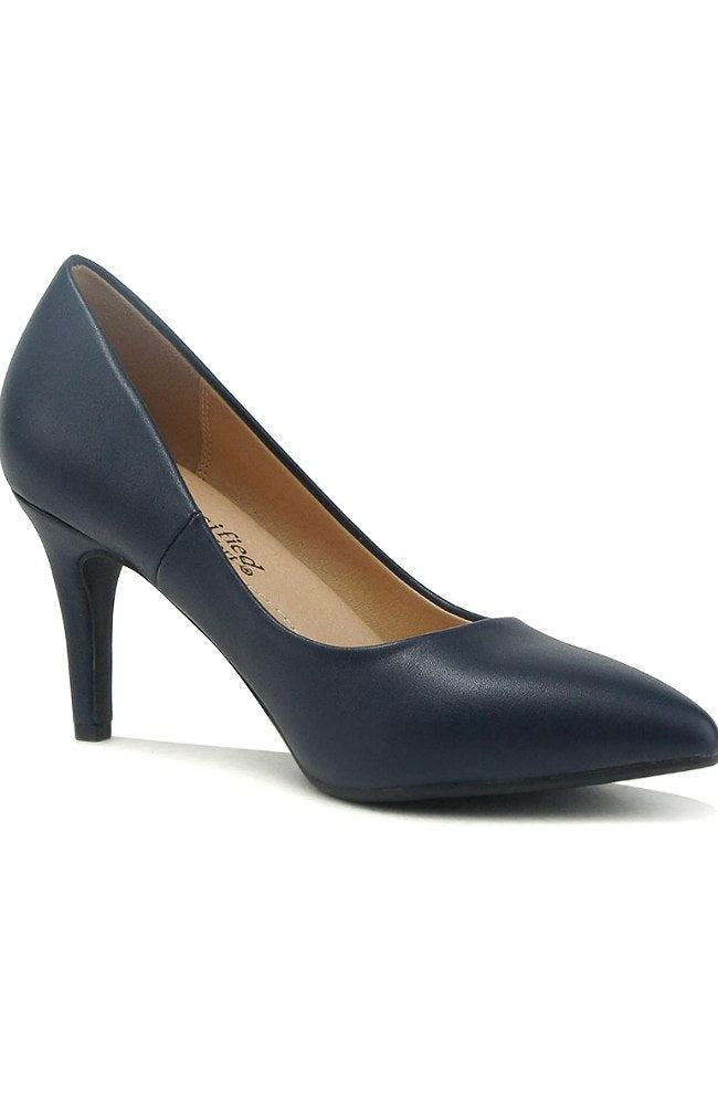 Navy Medium  Heel Pumps