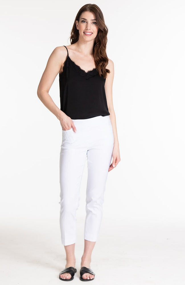 Pull-on Crop Pants with Front & Back Pockets