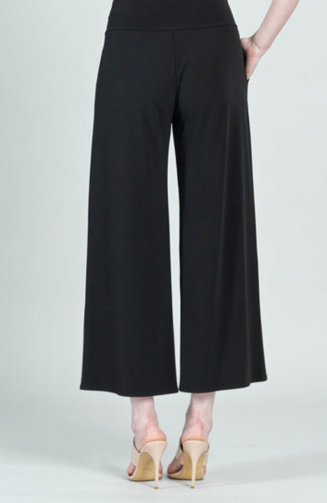 Black Front Slit Ankle Petal Pant