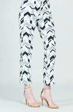 Center Seam Front Slit Ankle Pant - Chevron Stripe