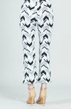 Center Seam Front Slit Ankle Pant - Chevron Stripe