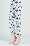 Center Seam Front Slit Ankle Pant - Chevron Stripe