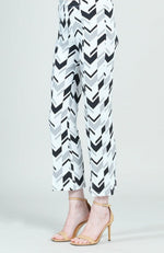 Center Seam Front Slit Ankle Pant - Chevron Stripe