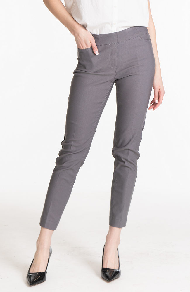 Slim-Sation® Dark Charcoal Twill Ankle Pants with Real Pockets