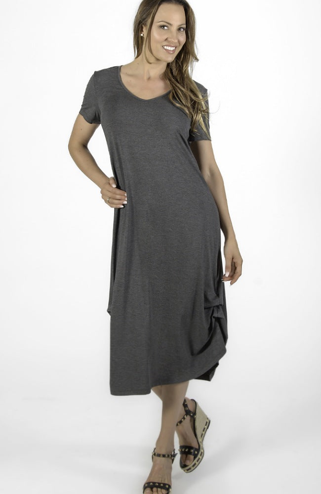 Bamboo Dress With Side Bustles