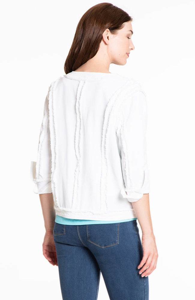 White Fringe Trim Jacket