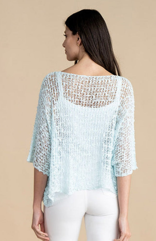 Soft Blue Open Knit Top with Cami