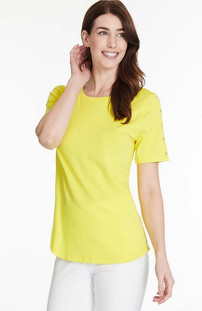 Yellow Button Detail T-Shirt