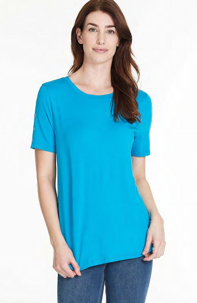 Turquoise Button Detail T-Shirt