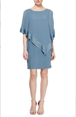 Capelet Sleeve Asymmetrical Popover Knit Dress